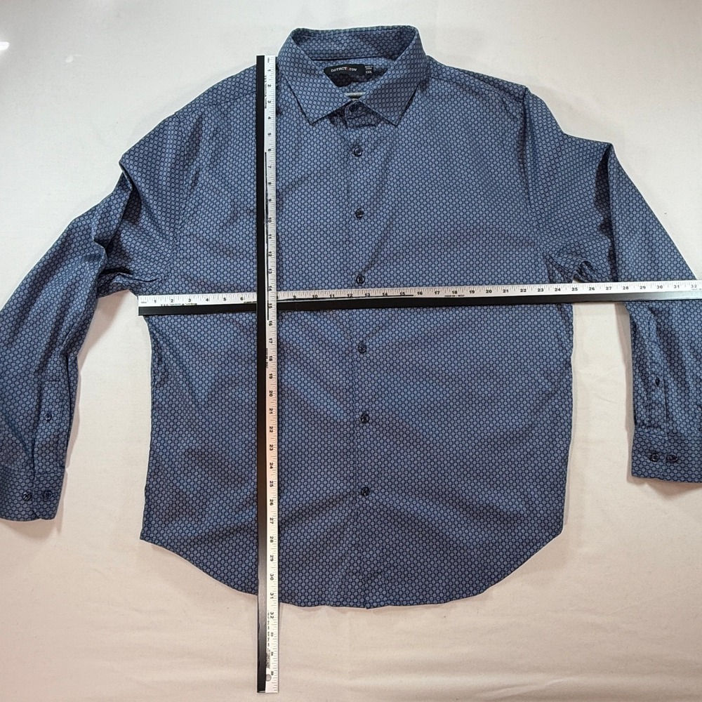 DSTRCT & Row‎ Mens XXXL Blue Geometric Medallion Button Down Shirt - Picture 5 of 7